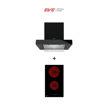 ชุดเซต เตาฝังไฟฟ้าเซรามิค 2 หัว + เครื่องดูดควันแบบติดผนัง EVE HC-LOFTBOX-60 + HB30-2CEM/SC สีดำ ขนาด 60 เซนติเมตร_5